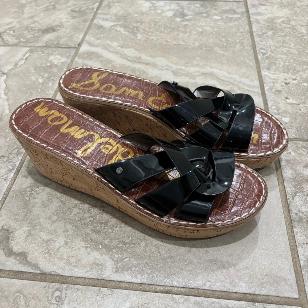 Sam‎ Edelman Women’s Raynere Wedge Sandals Black sz 10